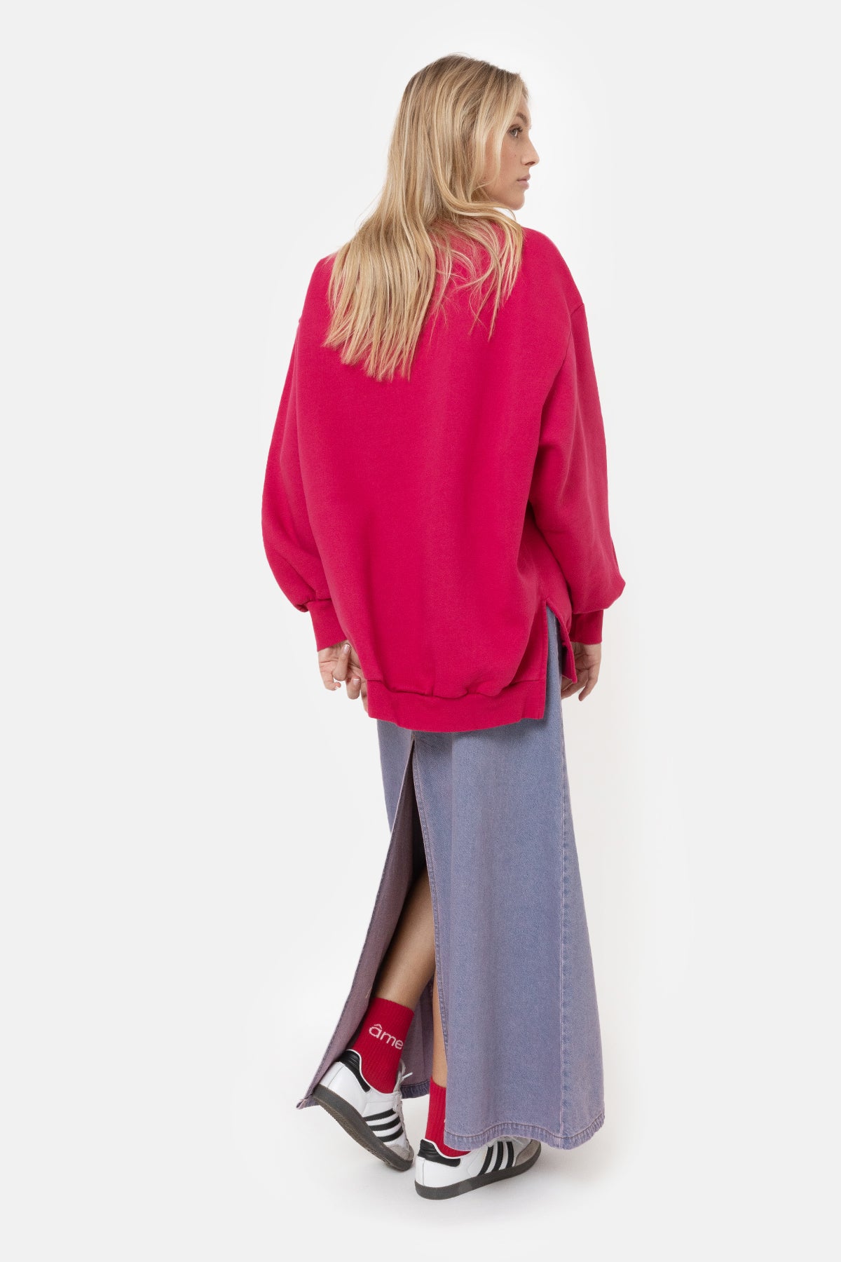 Itdone Long Denim Skirt | Pink Denim