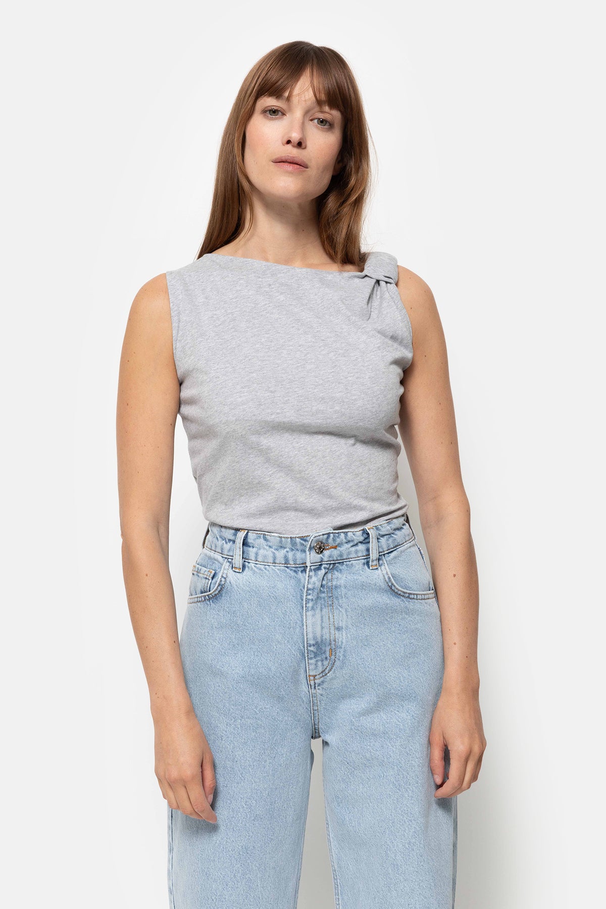 Nutty T-shirt With Knot | Marled Grey