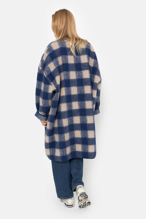 Manteau Mahaut | Bleu & Beige à Carreaux