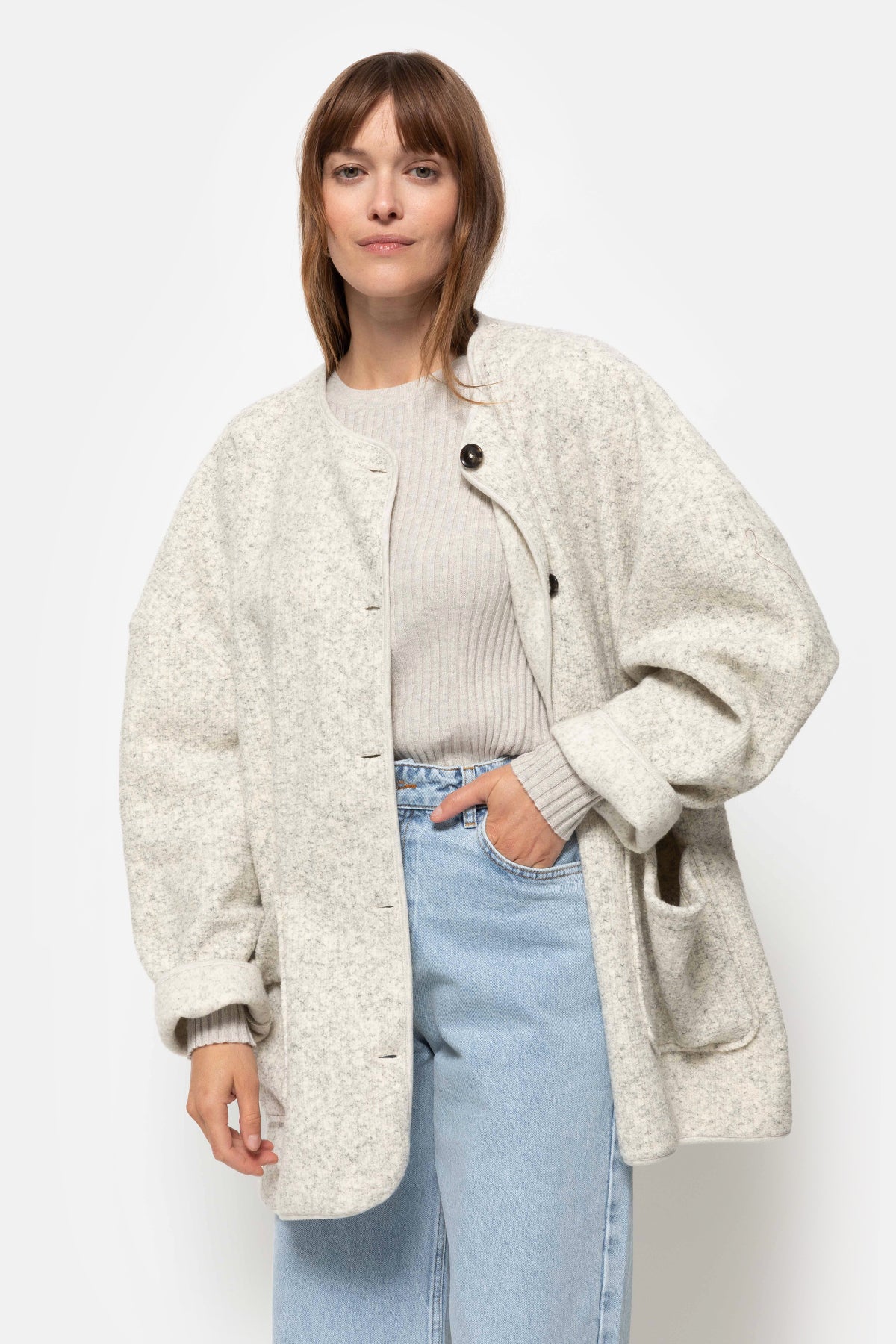 Hannah Wooly Jacket | Light Marled Grey