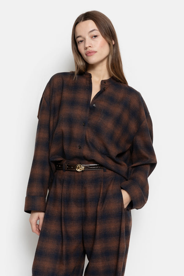 Marta Pleated Pants | Brown checks