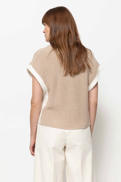 Louchka Polo Sweater | Beige & White