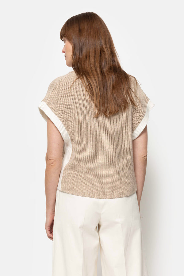 Polo Louchka | Beige & Blanc