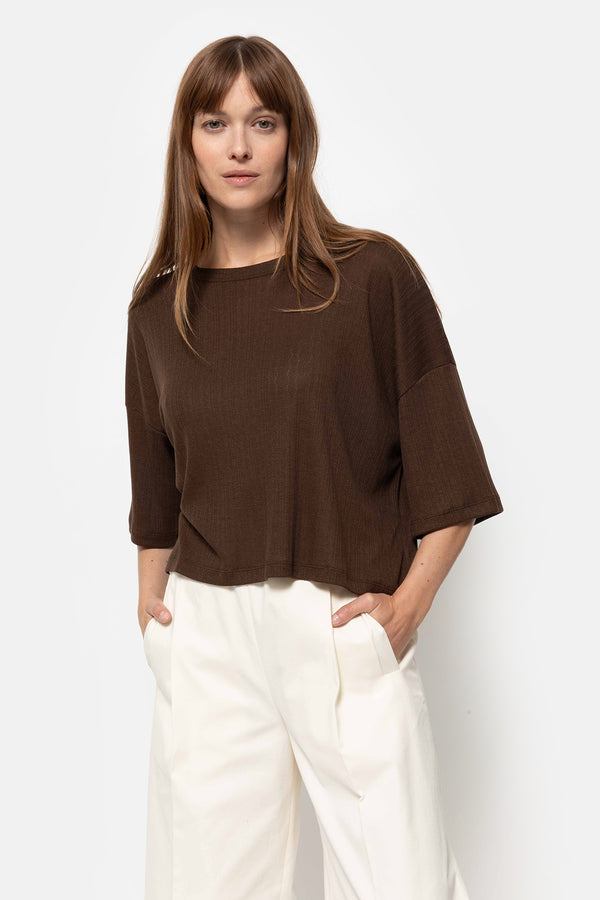 T-Shirt Klaxon | Dentelle Marron 