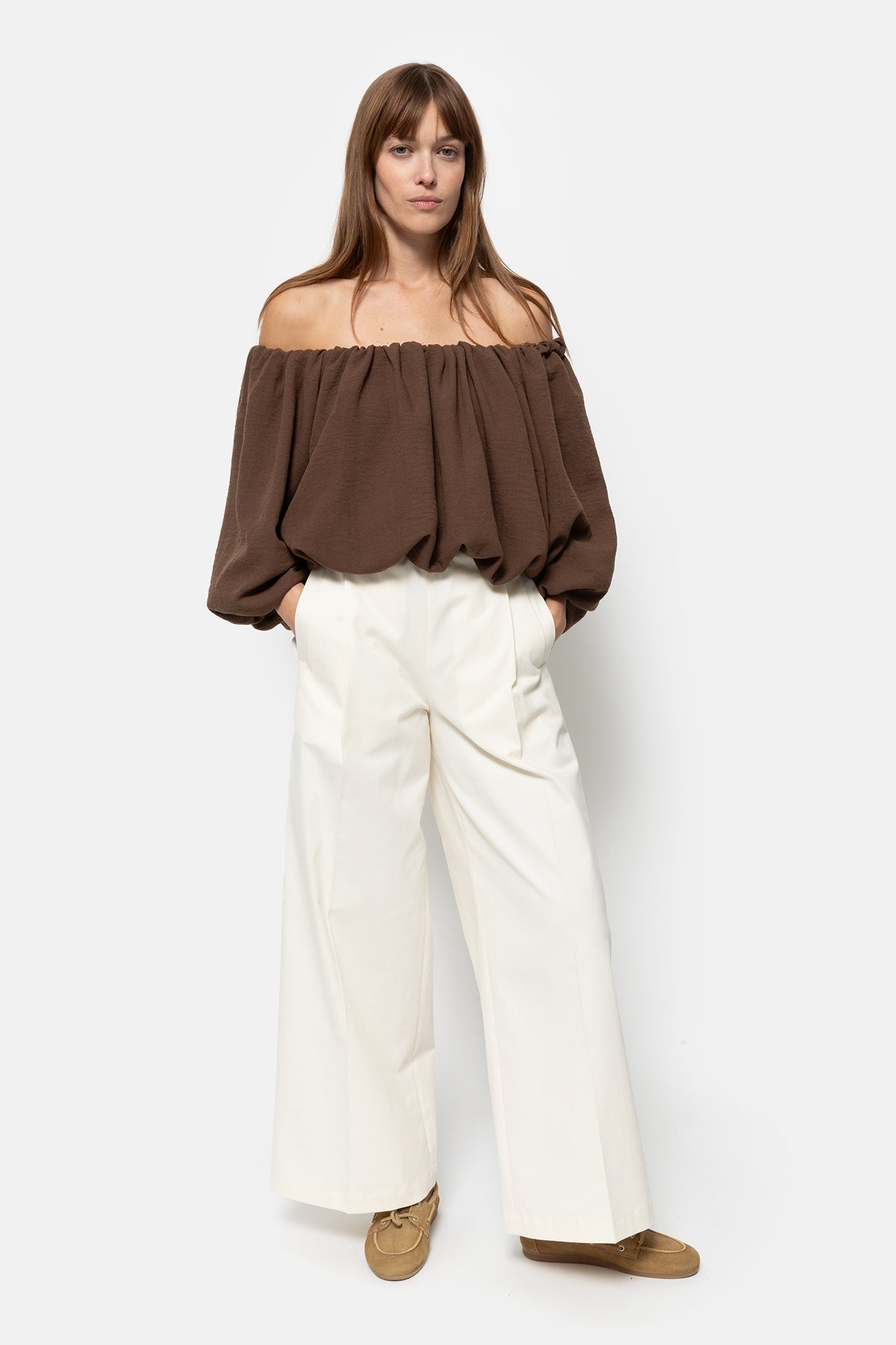 Now Off Shoulder Top | Brown