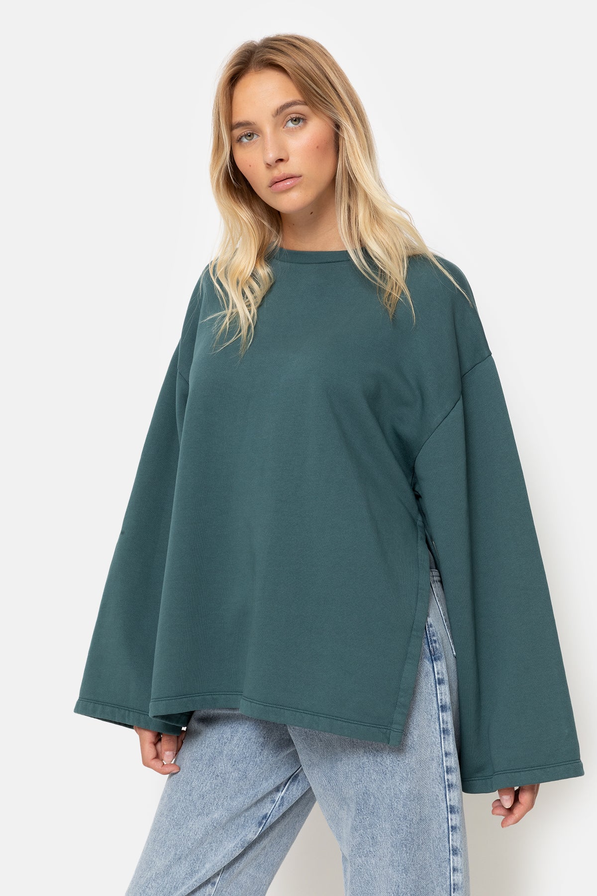 Jason Oversized Sweatshirt w/ Side Slits | Forest Blue