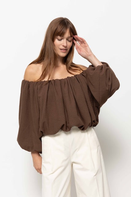 Now Off Shoulder Top | Brown