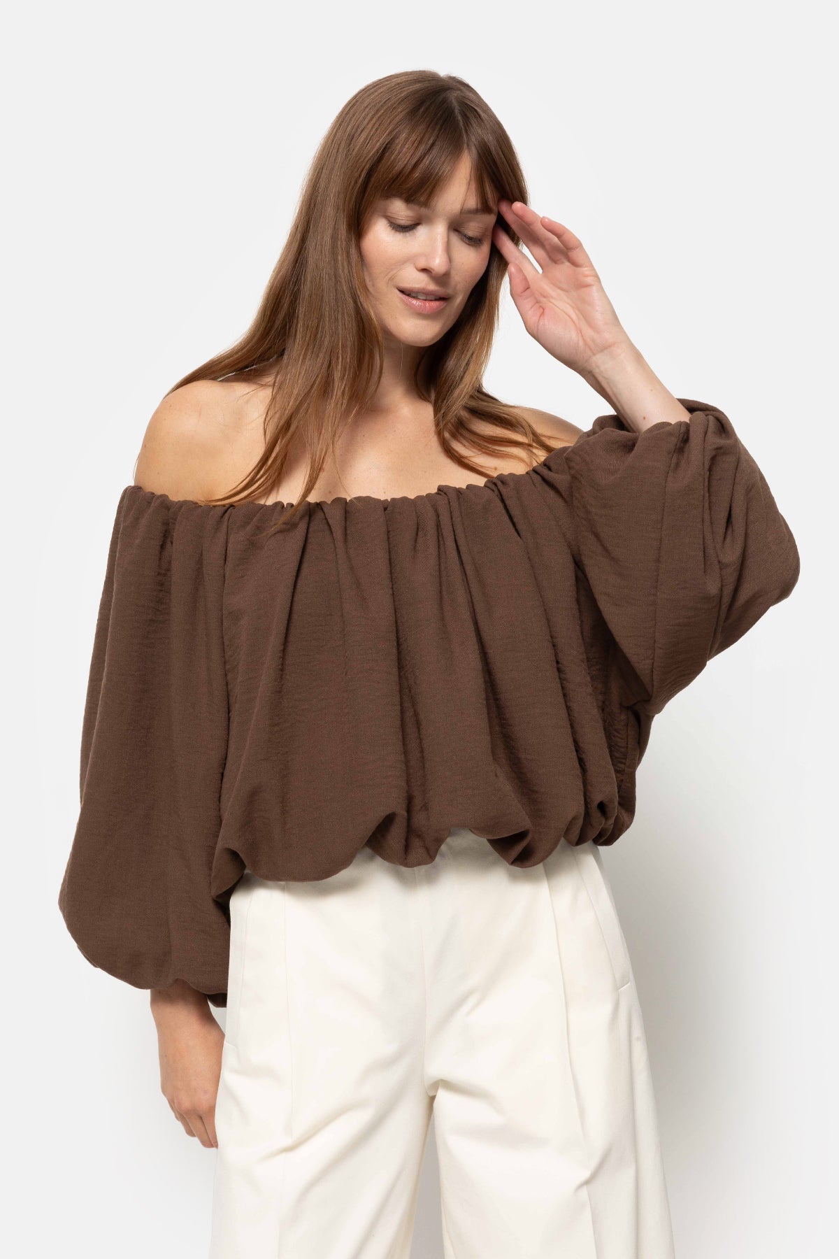 Now Off Shoulder Top | Brown – Âme antwerp