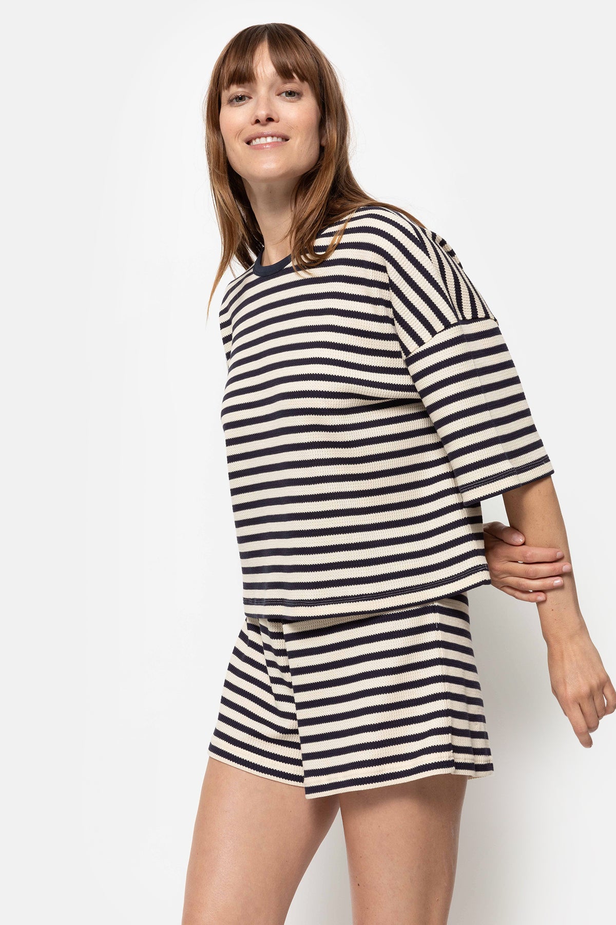 T-shirt Klaxon | Maille Bleu & Écru