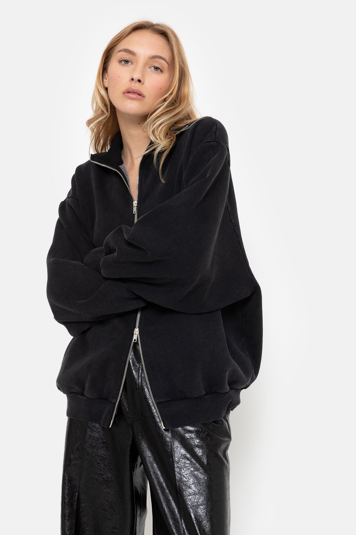 Monaco Cardigan with Zip | Vintage Black