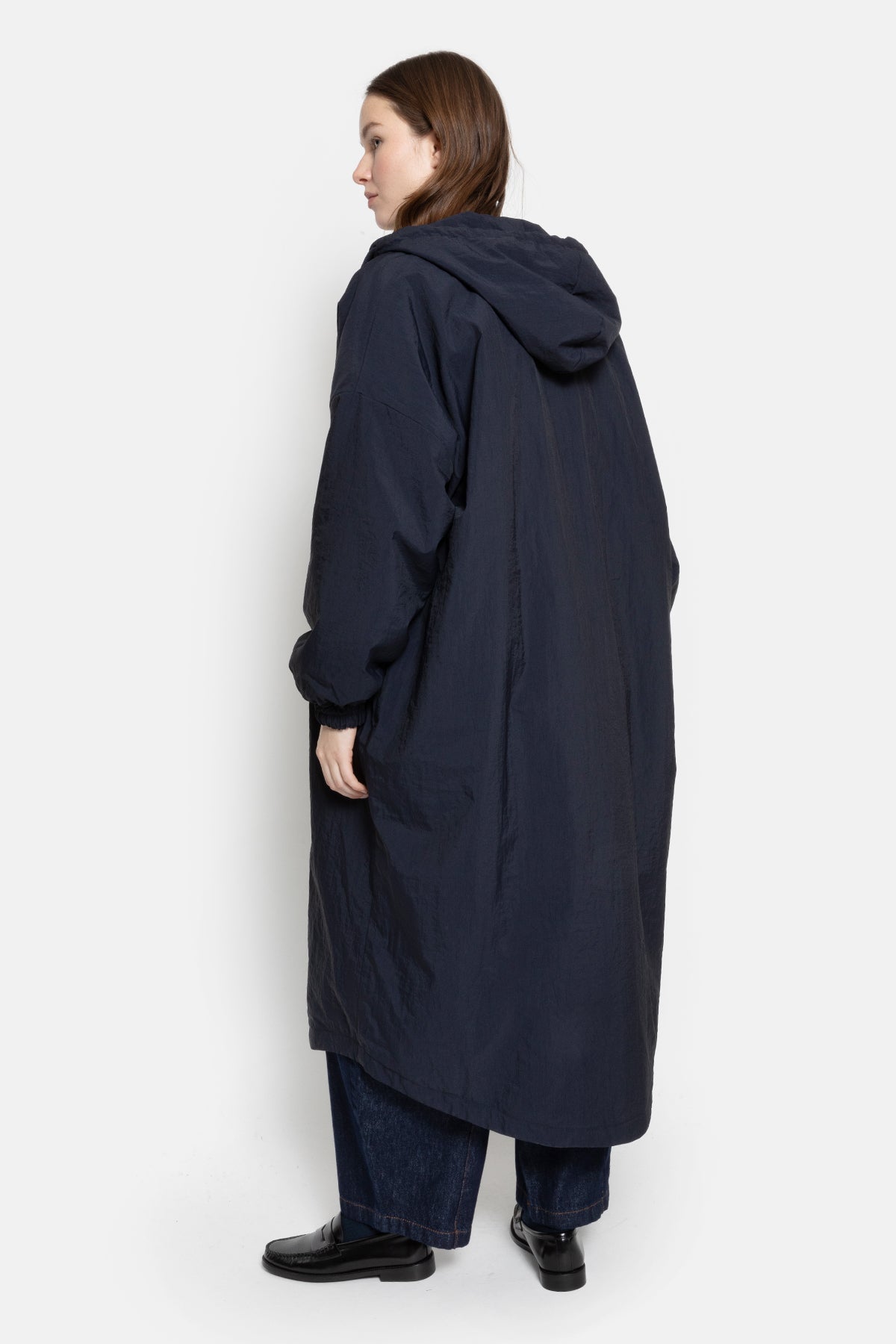 Morgan Long Coat with Hoodie | Navy