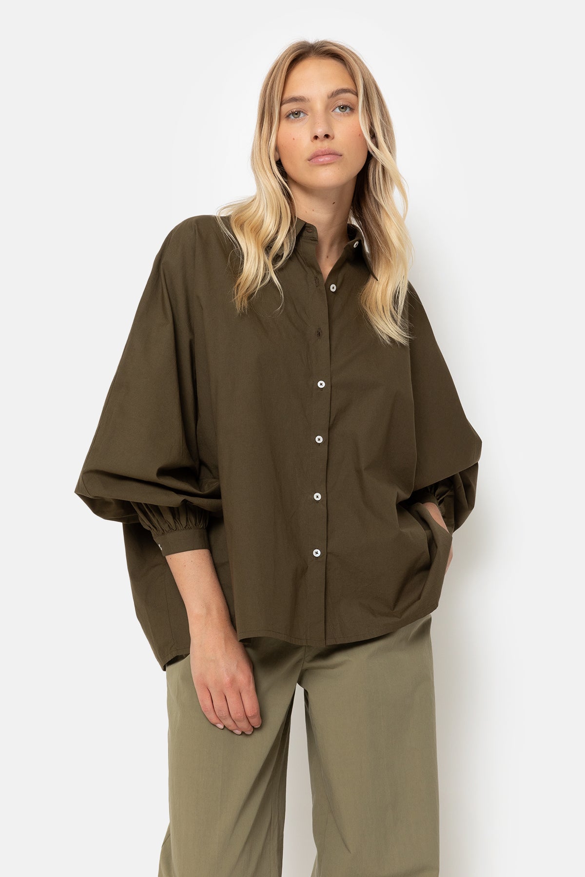 Gala Oversized Shirt | Khaki Green