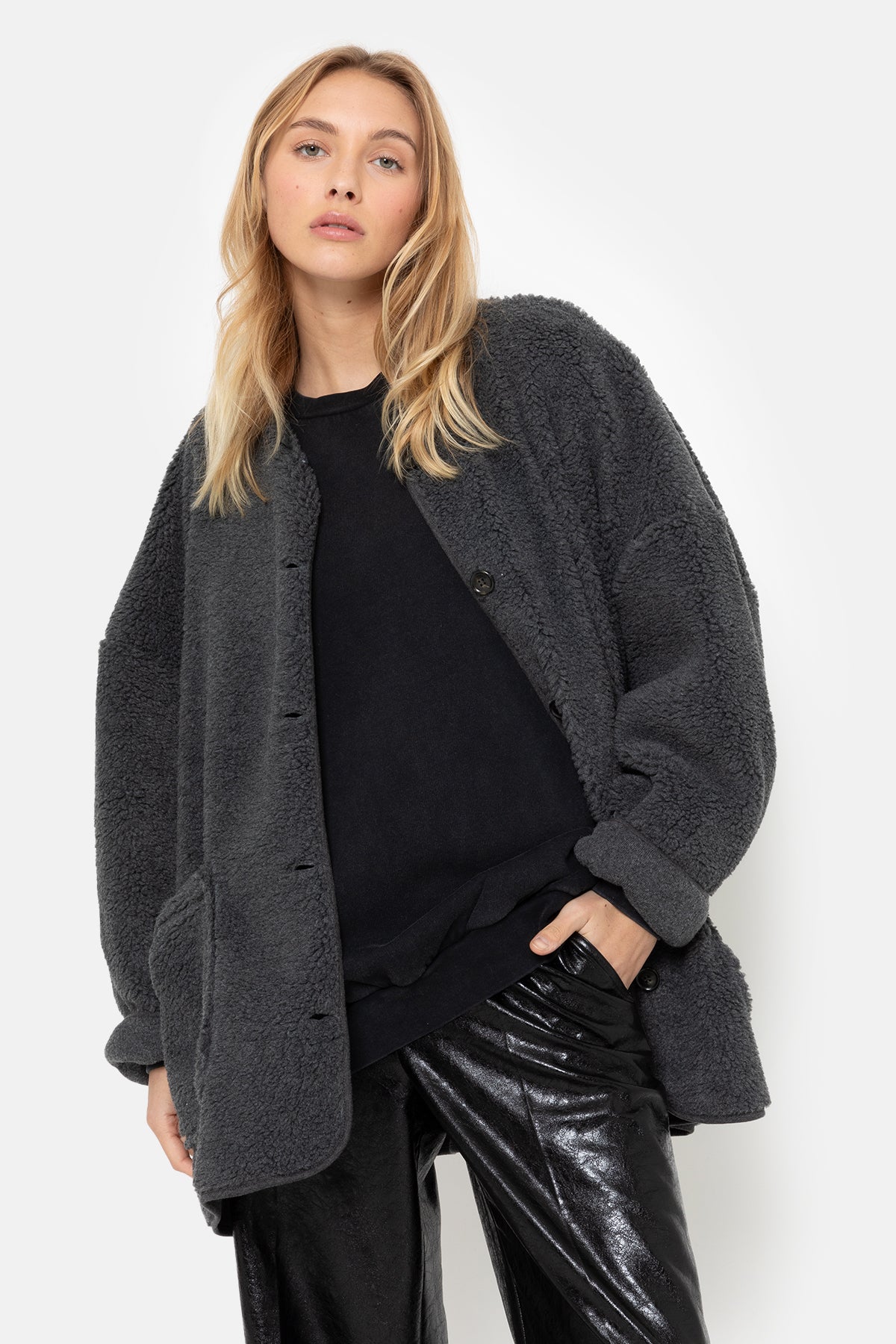 Manteau Hannah en Teddy | Gris Foncé