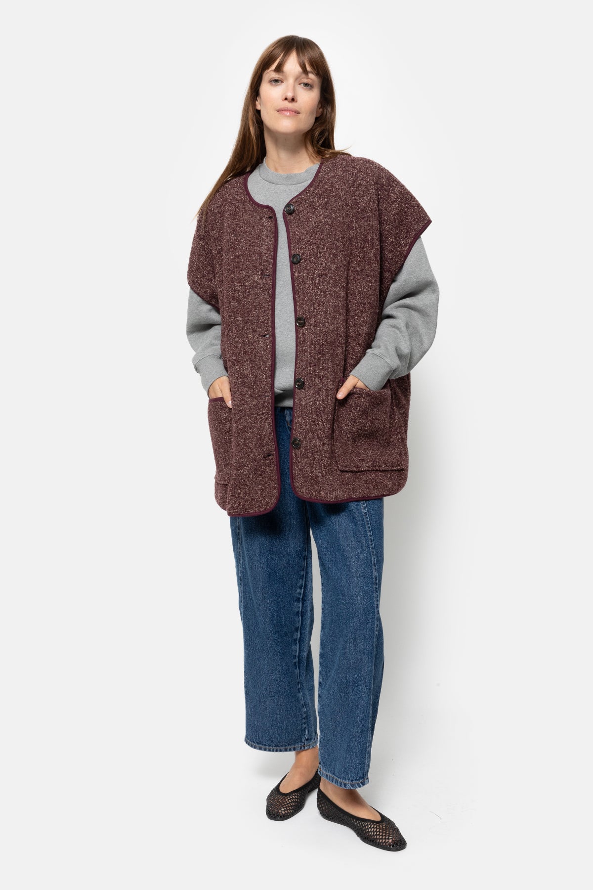 Ines Wooly Oversized Jacket |  Plum