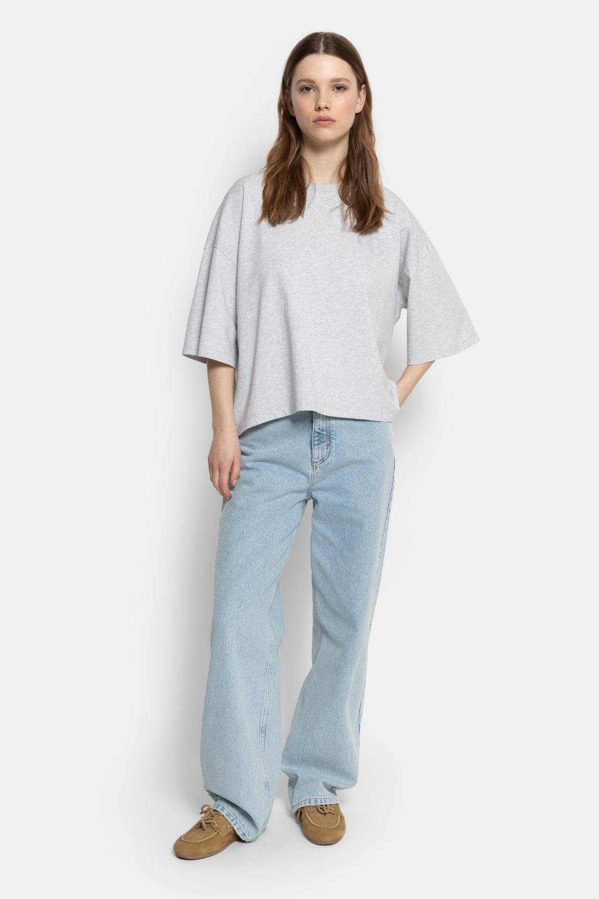 Eloise-A Boxy T-Shirt | Gris Marbré