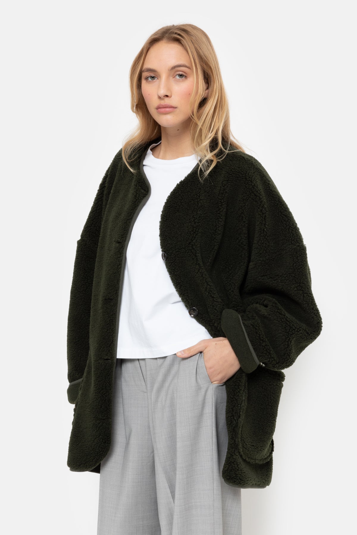 Manteau Hannah en Teddy | Vert Foncé