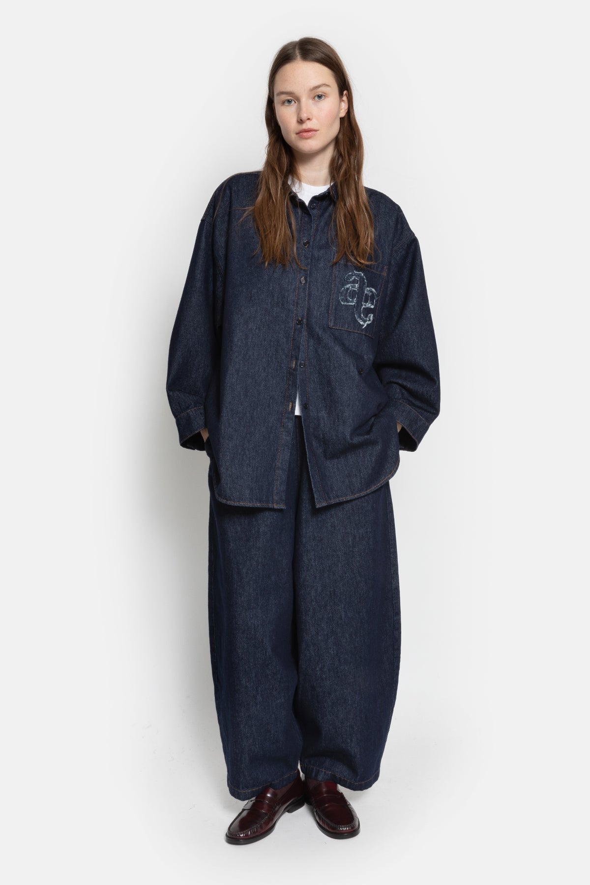 Okay Puffy Denim Pants | Dark Blue
