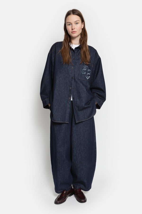 Okay Puffy Denim Pants | Dark Blue