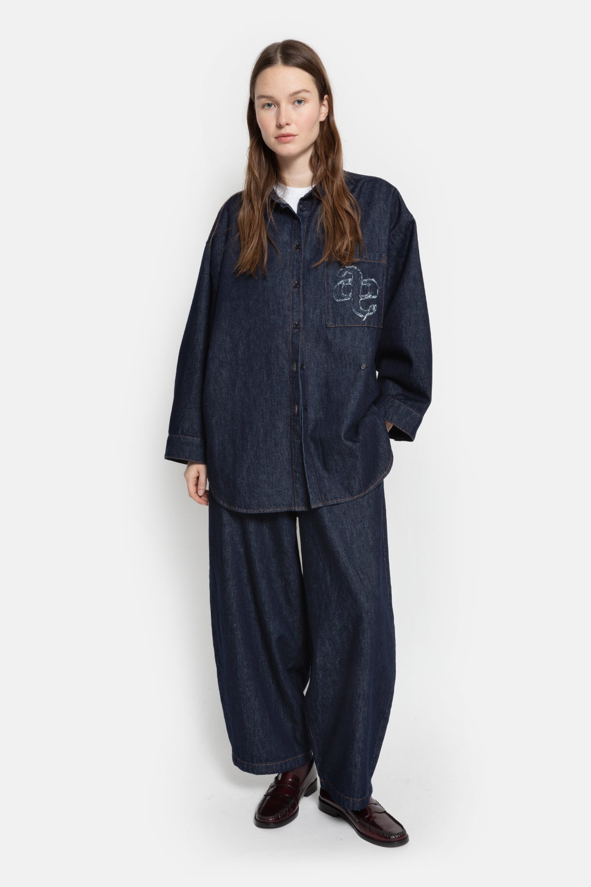 Okay Puffy Denim Pants | Dark Blue
