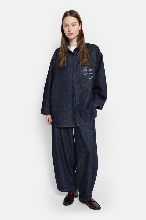Okay Puffy Denim Pants | Dark Blue