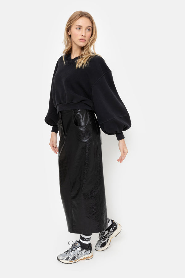 Maya Jupe Midi en Cuir Synthétique | Noir
