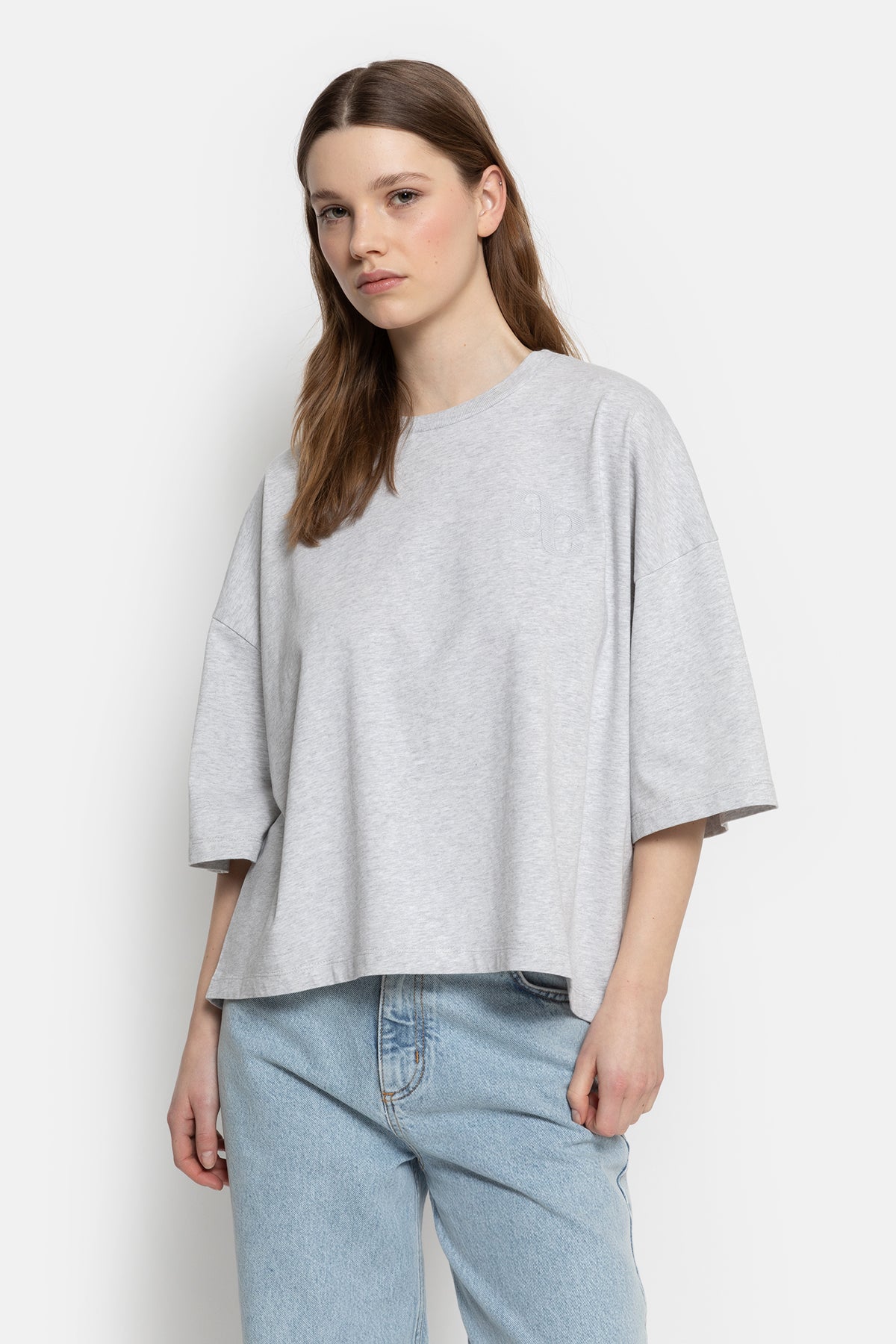 Eloise-A Boxy T-Shirt | Gris Marbré