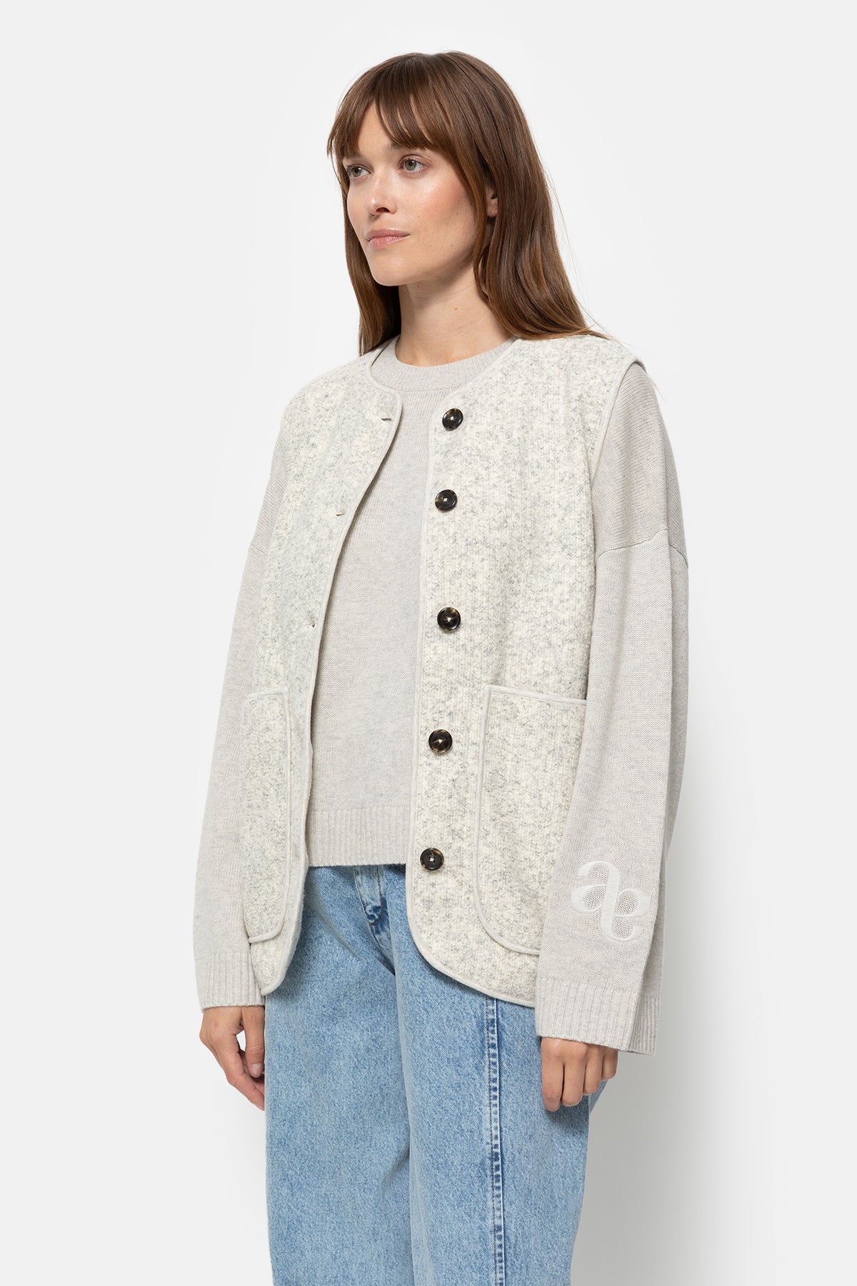 Madison Wooly Sleeveless Jacket |  Light Grey