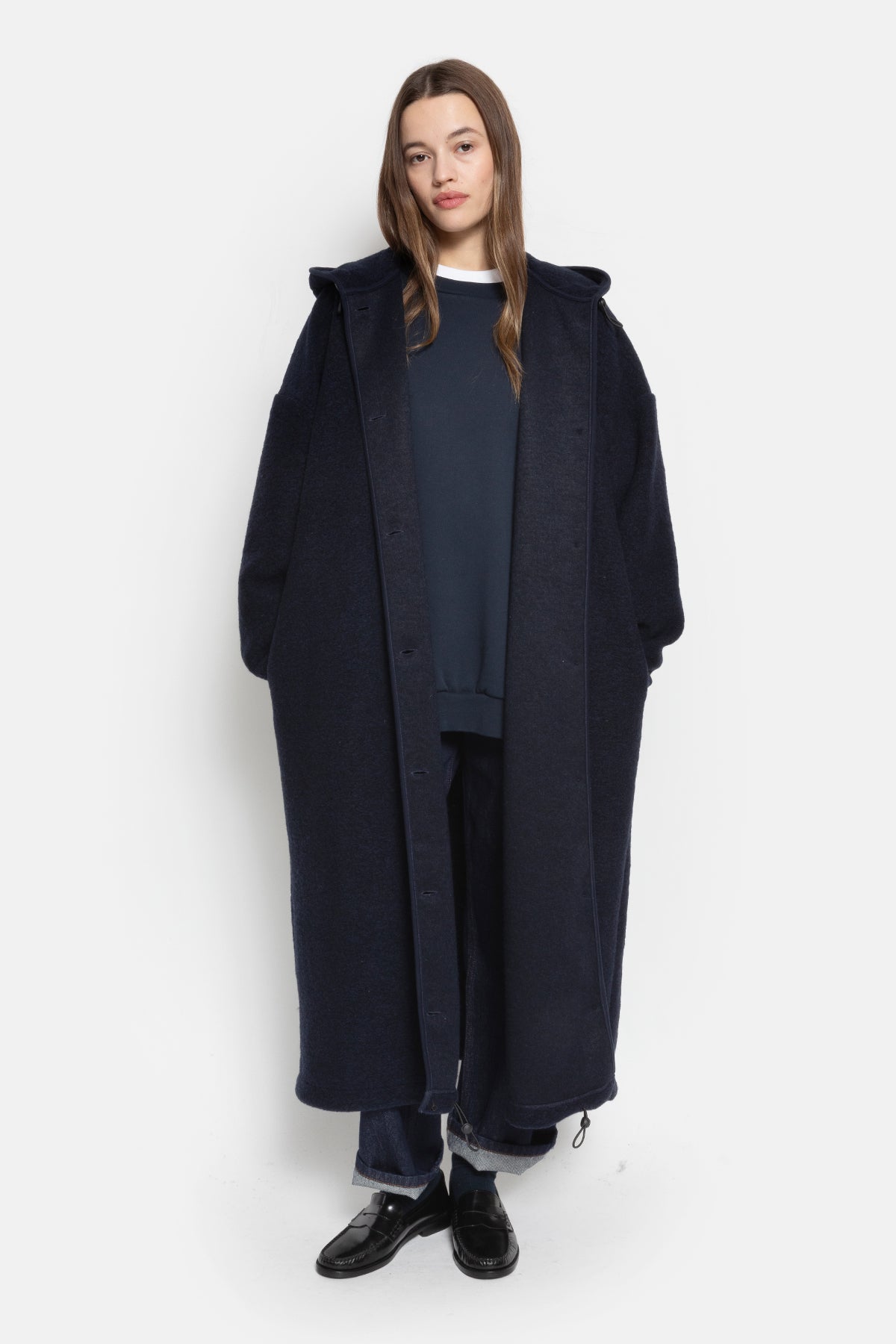 Option long wooly with Hoodie | Navy