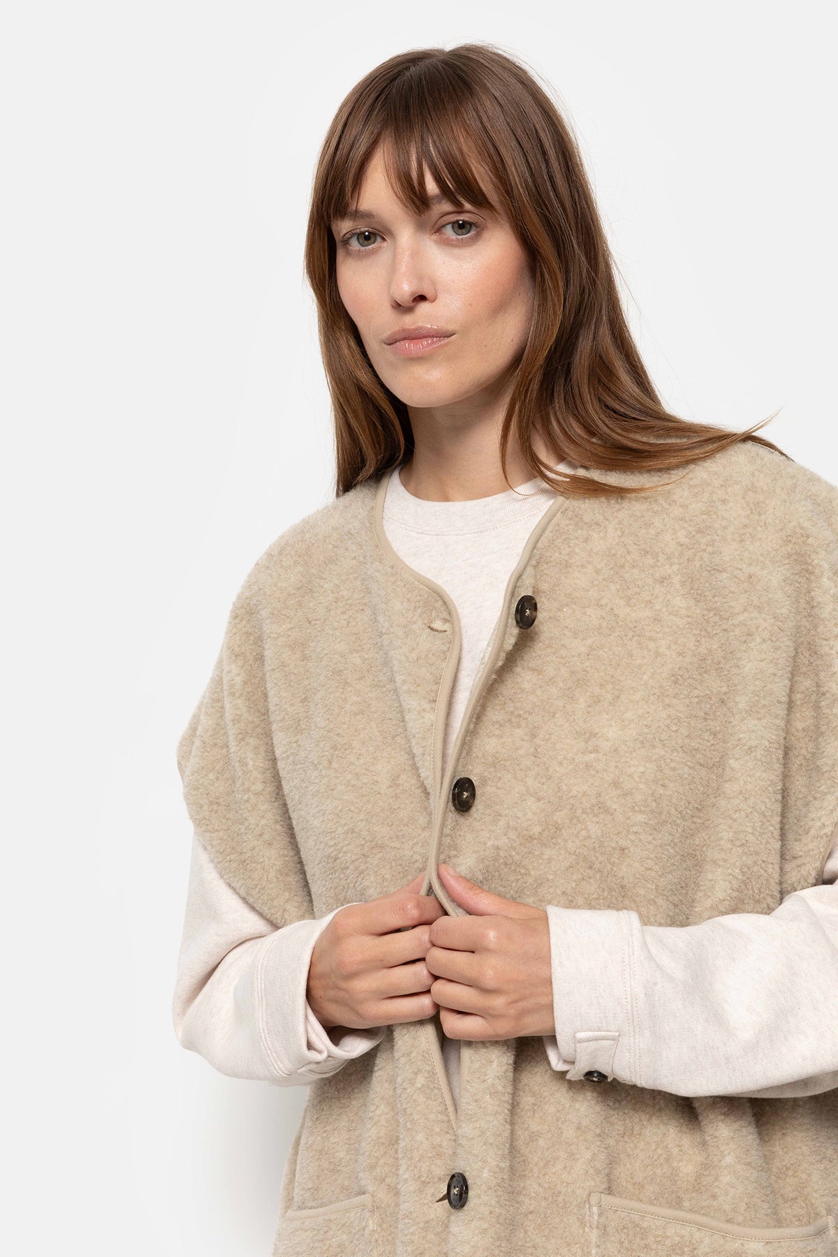 Ines Teddy Oversized Jacket | Beige