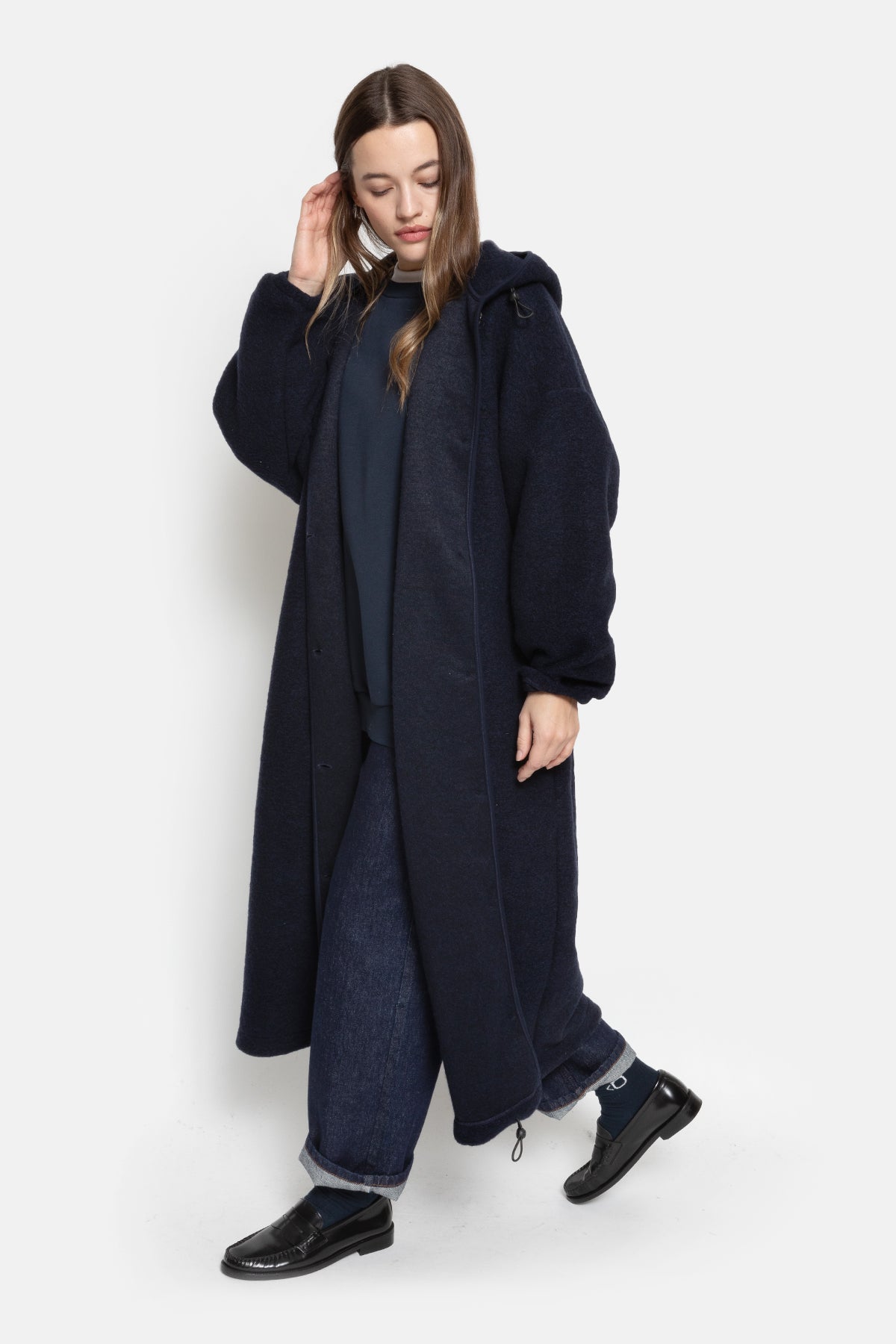 Option long wooly with Hoodie | Navy