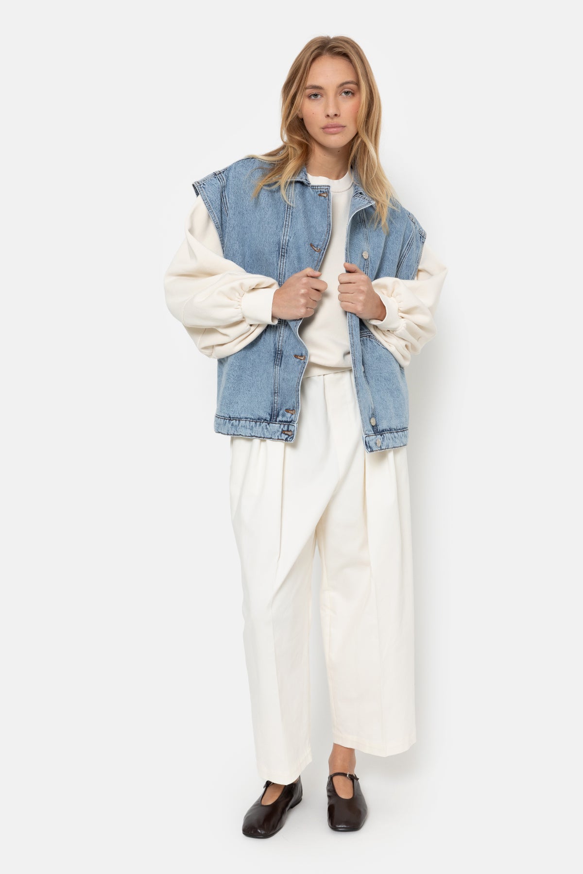 Pantalon Kick à Plis Creux | Blanc Cassé