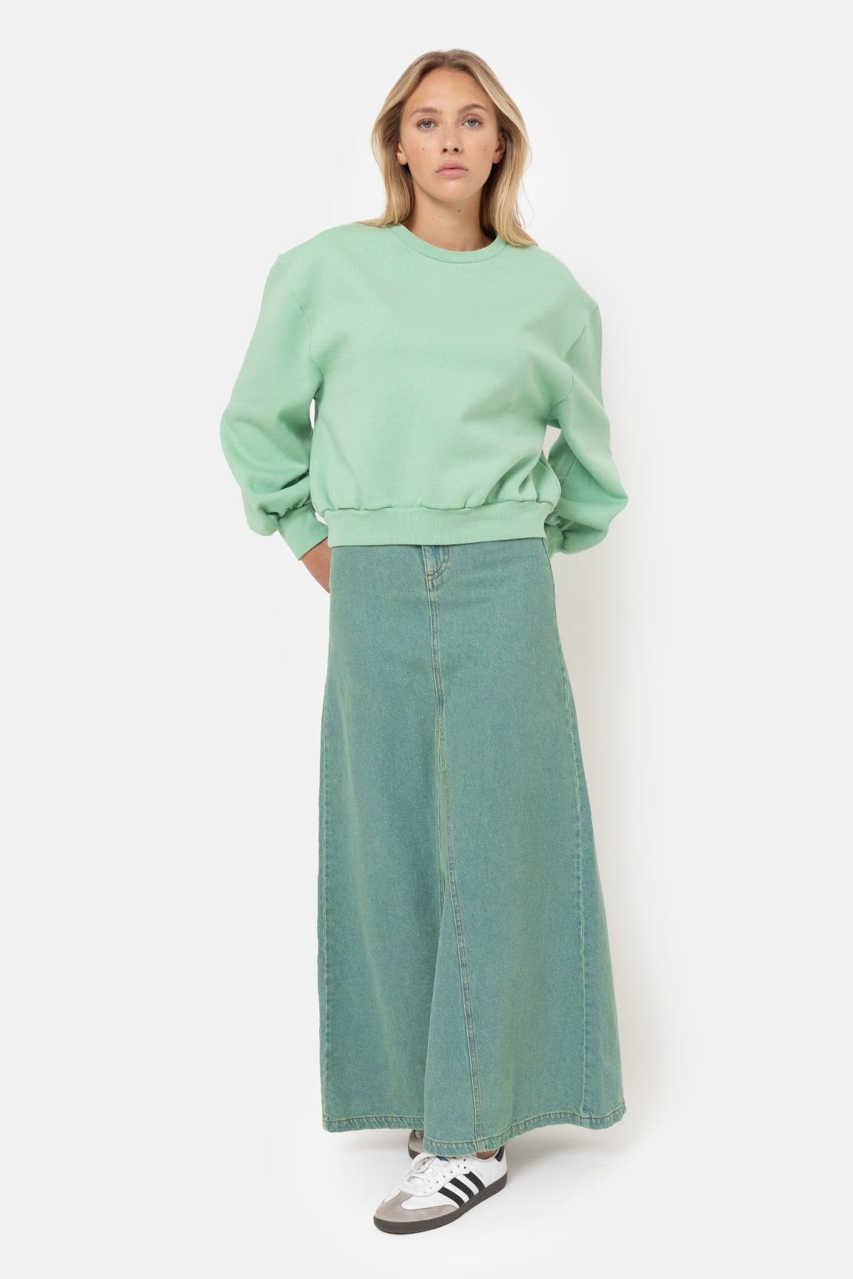 Denim skirt green sales