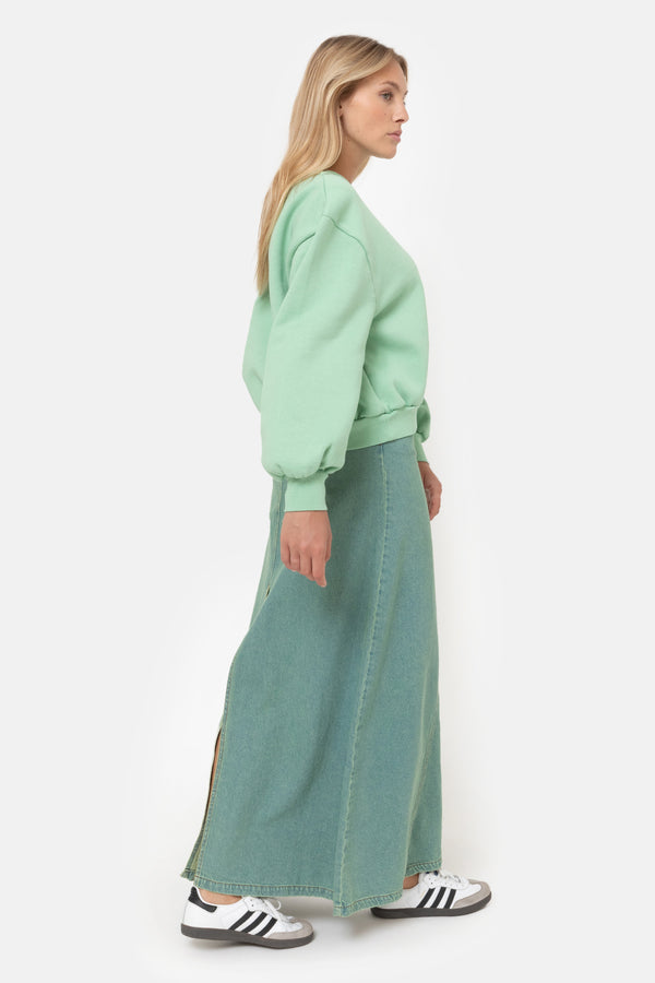 Itdone Long Denim Skirt | Light Green Denim