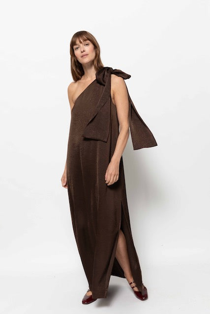 Nimes One Shoulder Dress | Brown