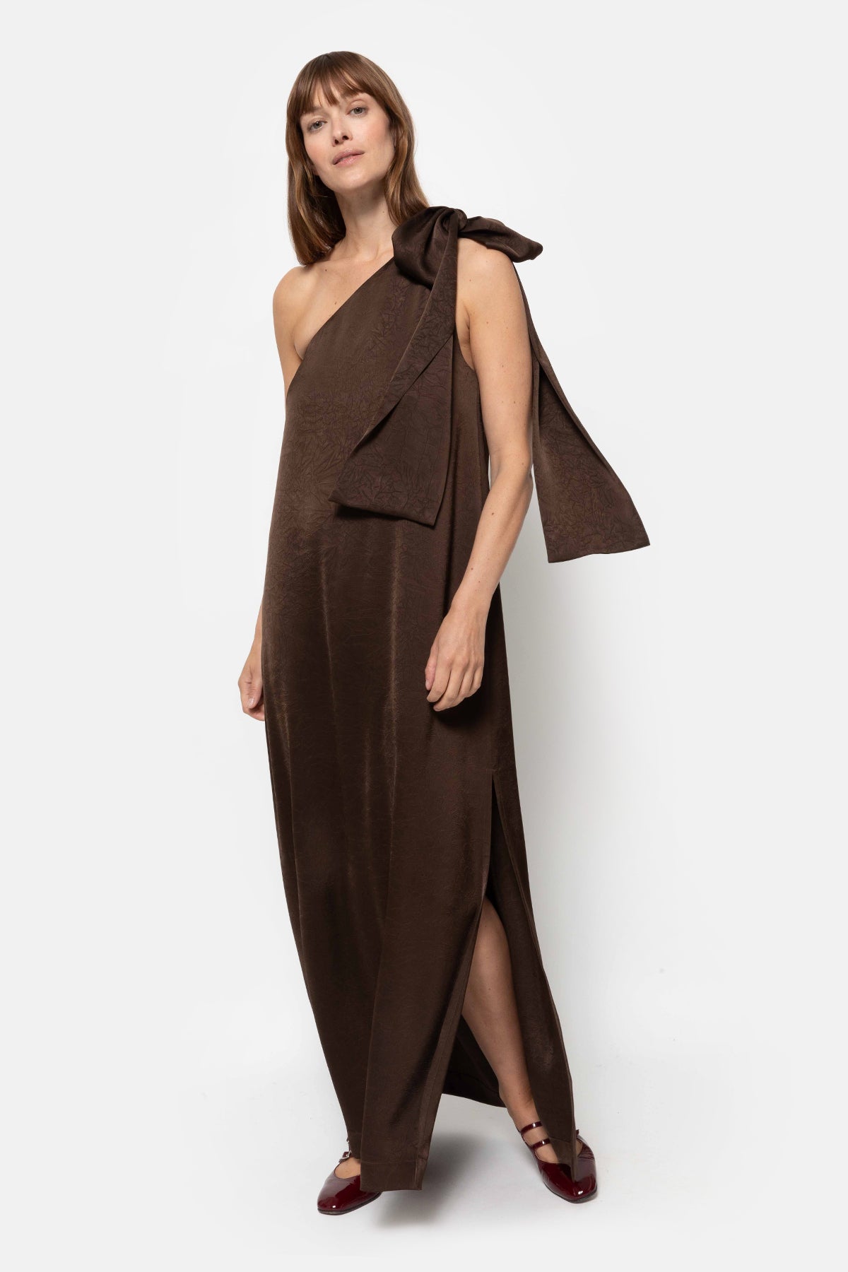 Nimes One Shoulder Dress | Brown
