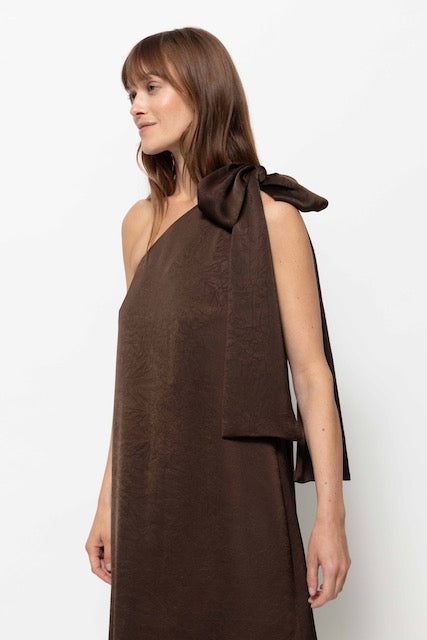 Nimes One Shoulder Dress | Brown