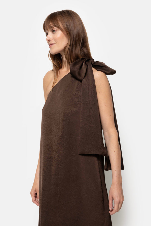 Nimes One Shoulder Dress | Brown