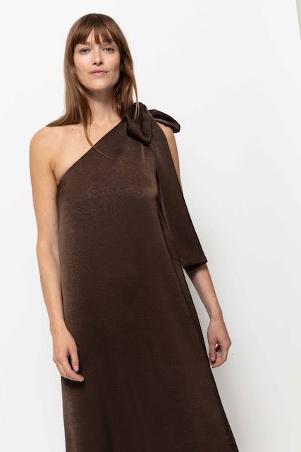 Nimes One Shoulder Dress | Brown