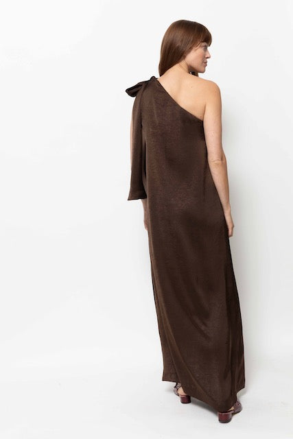 Nimes One Shoulder Dress | Brown