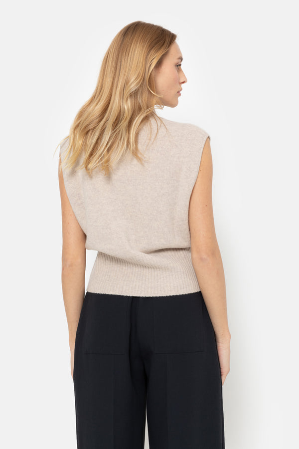 Minda Pull Sans Manches en Maille | Beige
