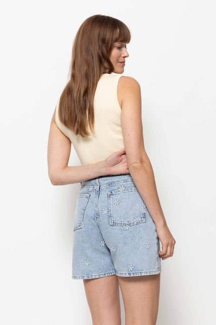 Short Nanny | Bleu Denim à fleurs