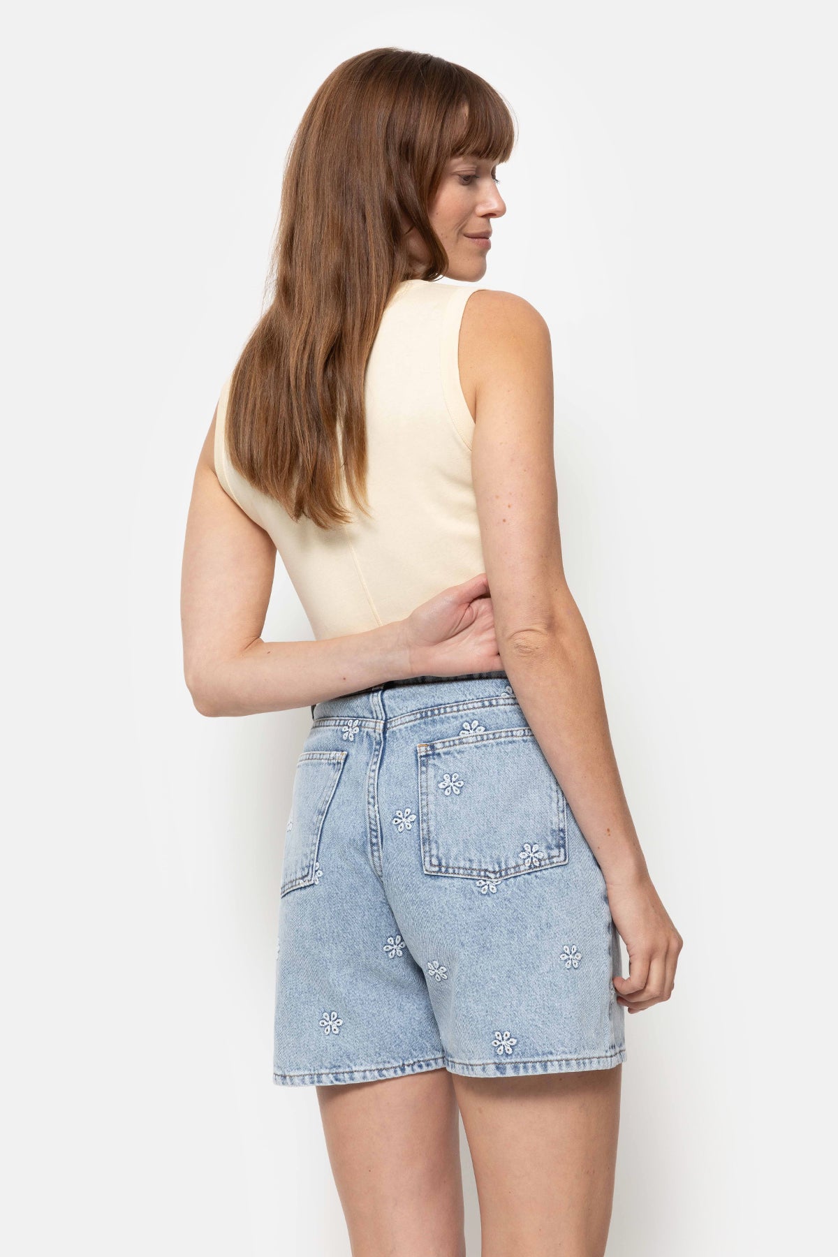 Short Nanny | Bleu Denim à fleurs