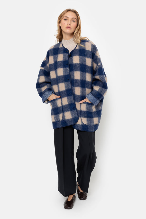 Hannah Wooly Jacket | Bleu & Beige à Carreaux