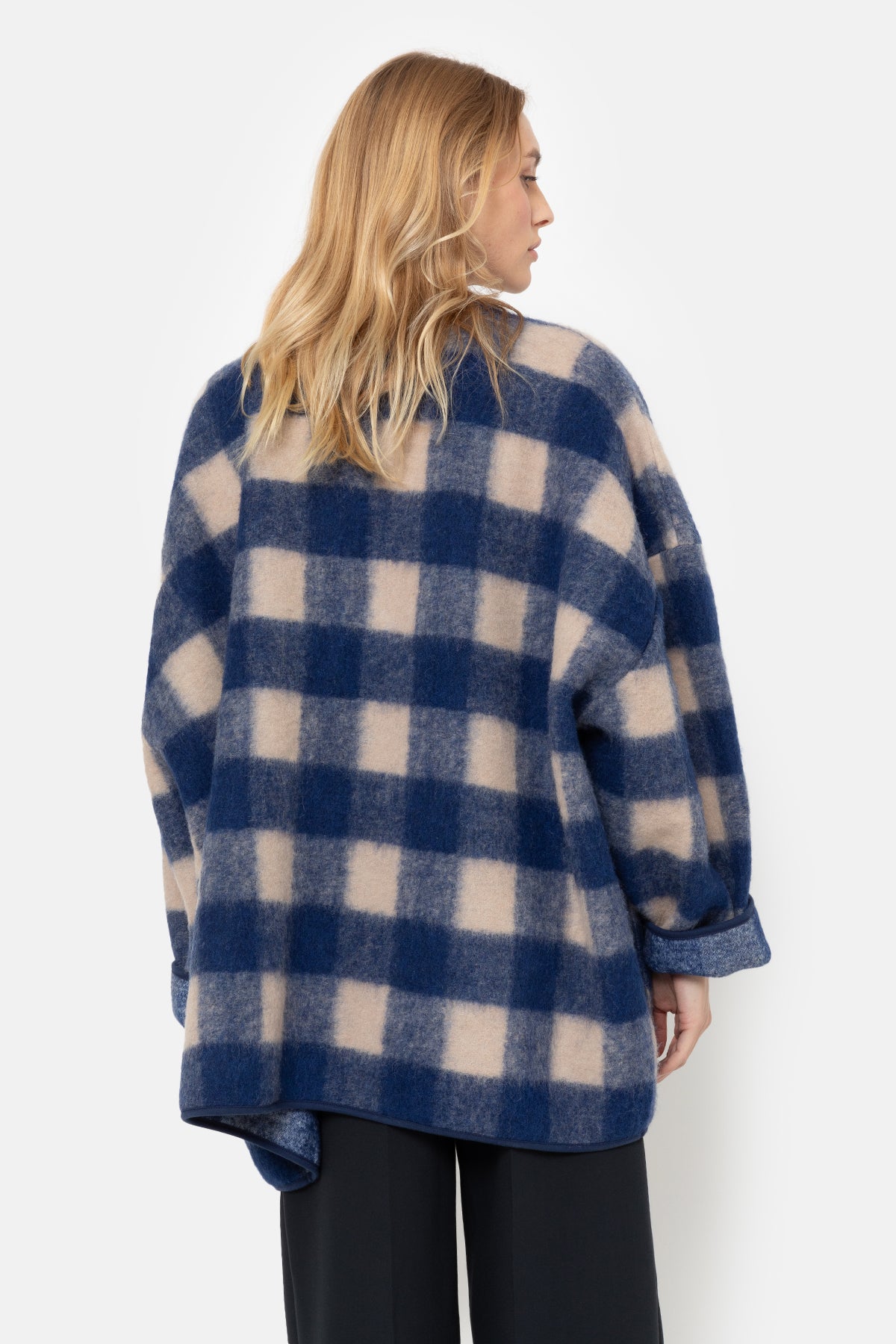 Hannah Wooly Jacket | Bleu & Beige à Carreaux