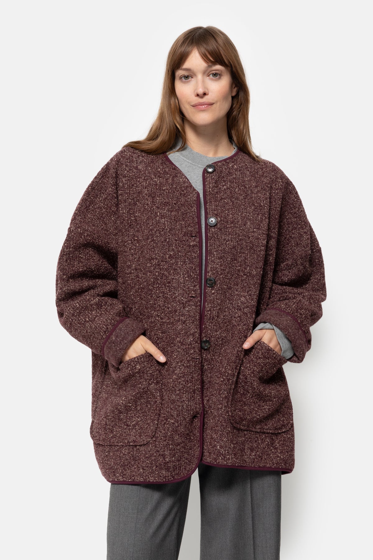 Hannah Wooly Oversized Jacket | Plum