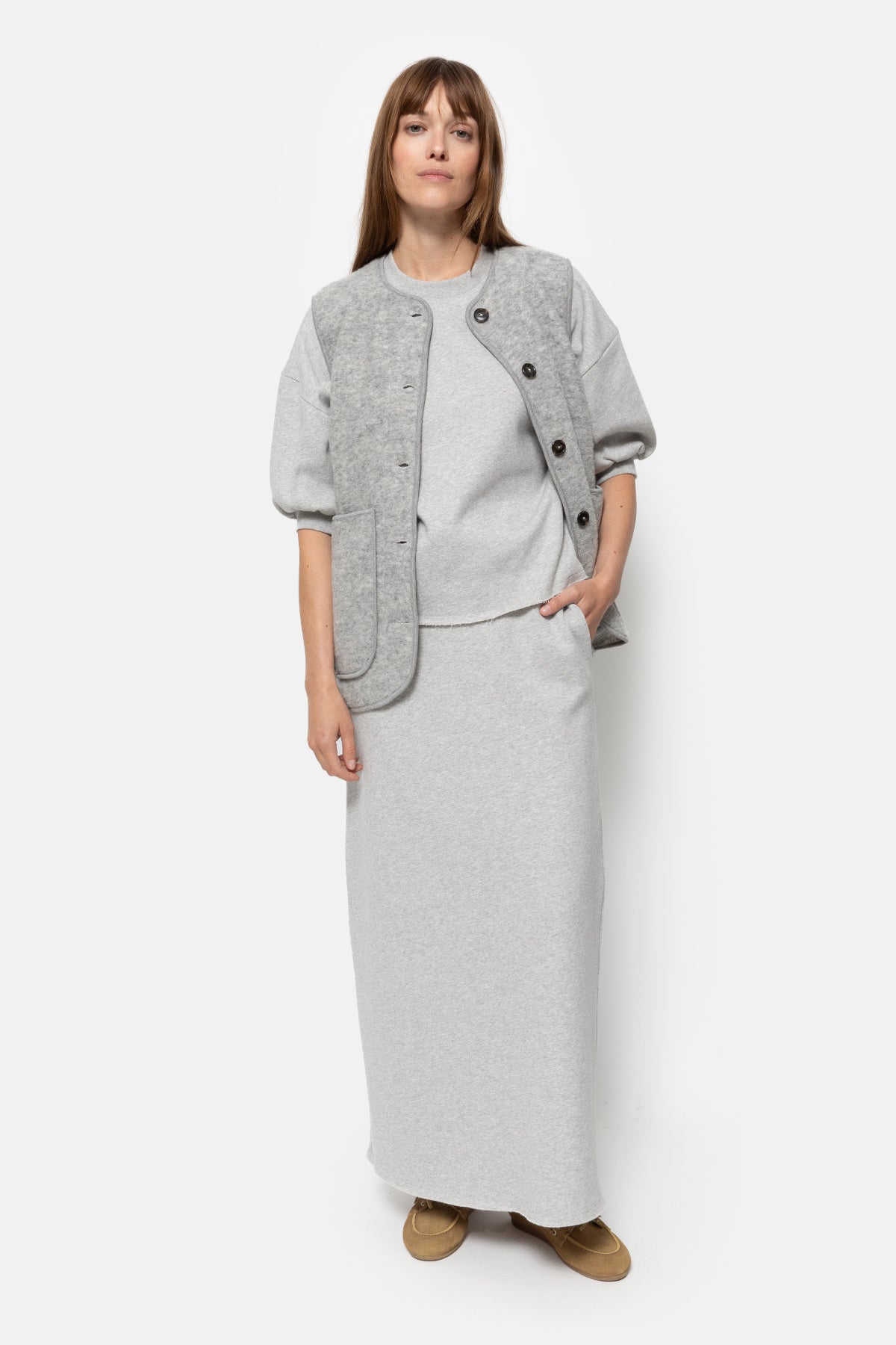 Madison Wooly Sleeveless Jacket |  Marled Grey