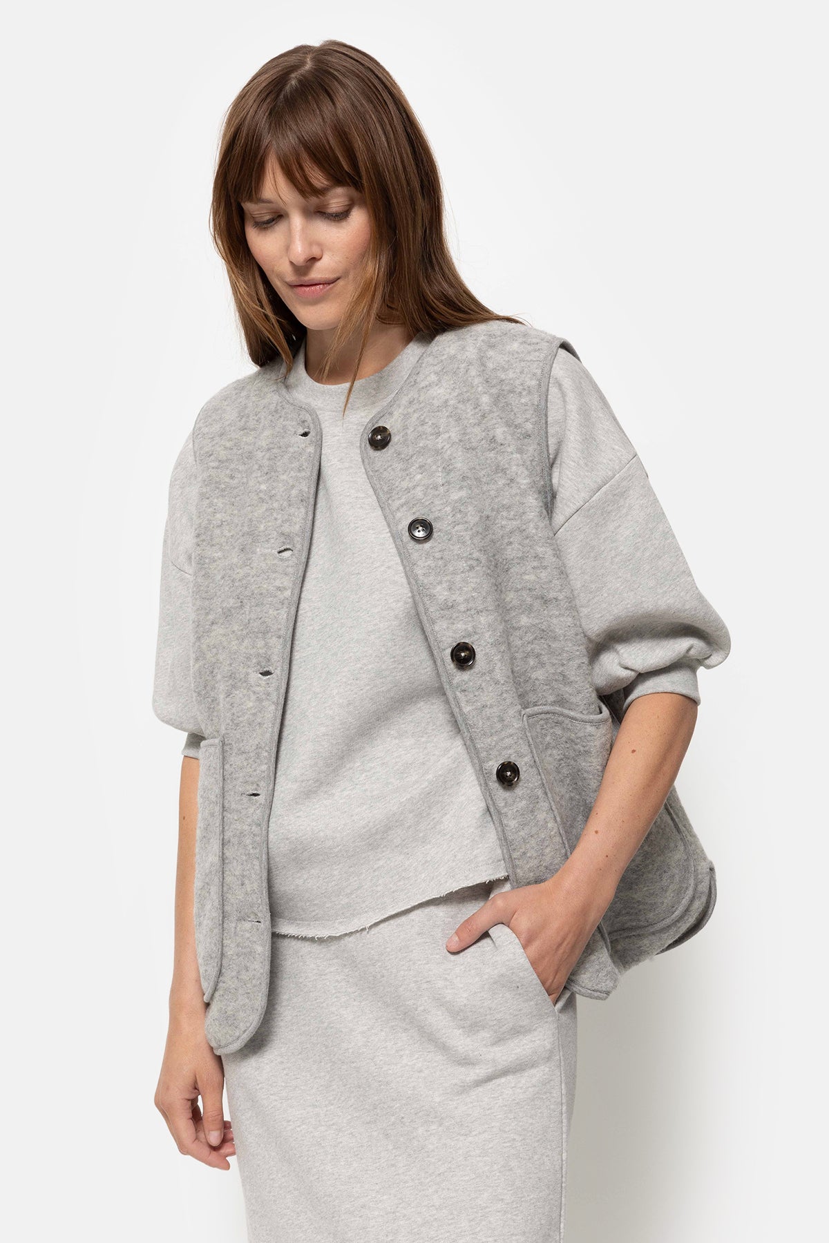 Madison Wooly Veste Sans Manches | Gris Chiné
