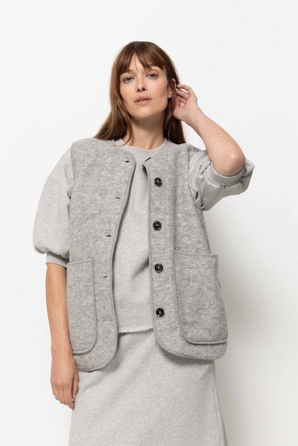 Madison Wooly Sleeveless Jacket |  Marled Grey