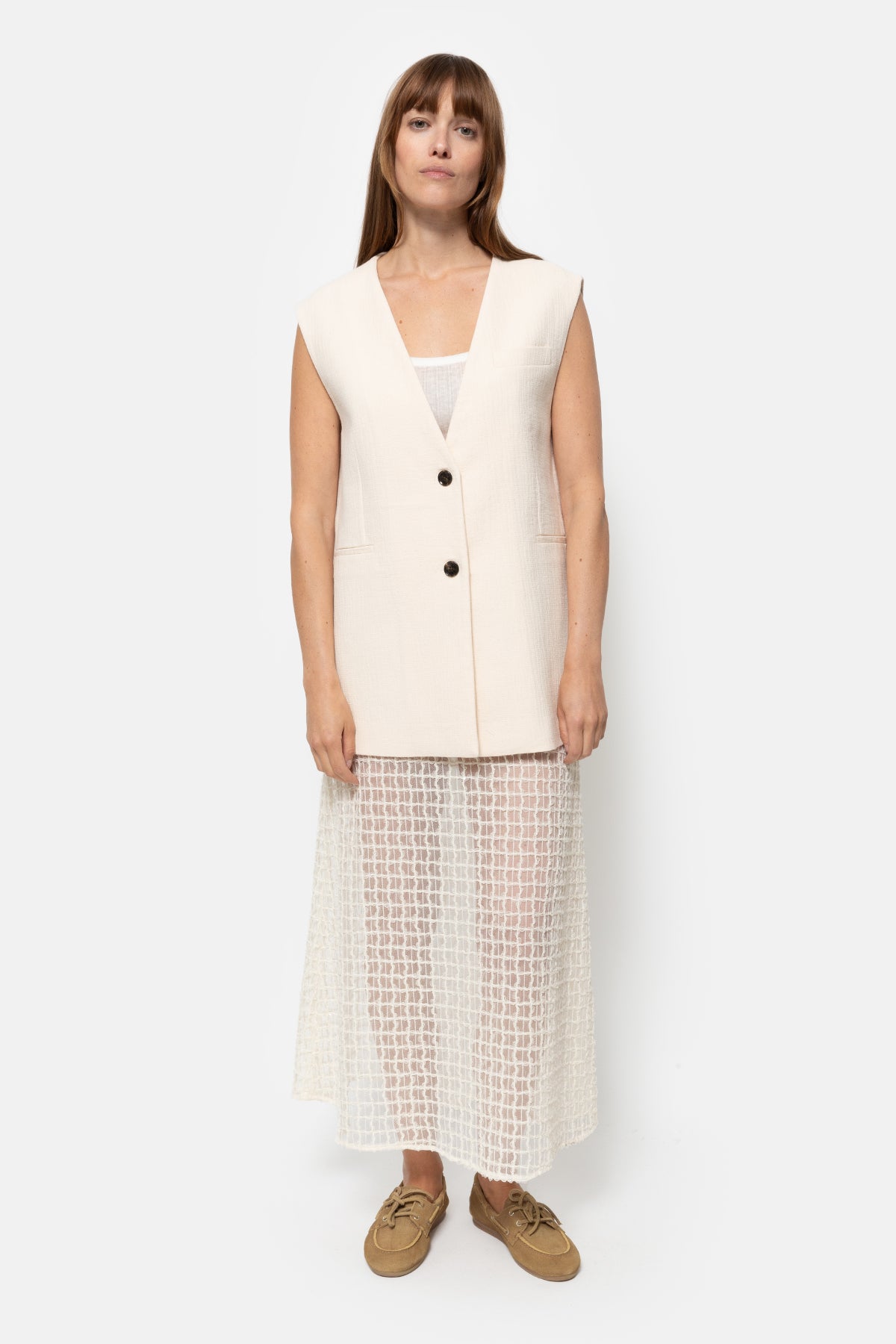 Nomade Midi Skirt | Off White Lace