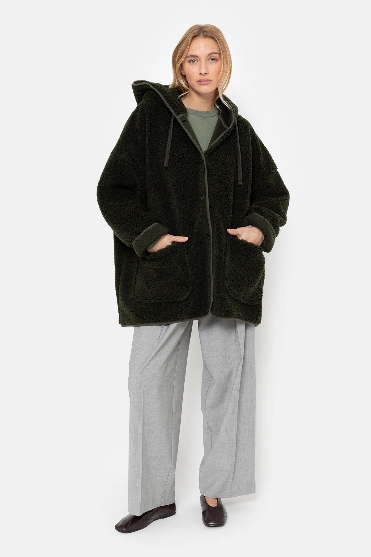 Kenji Veste à Capuche Teddy | Vert Foncé